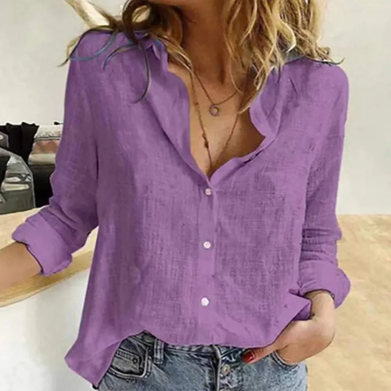 Camisa de linho Manga Longa Vintage