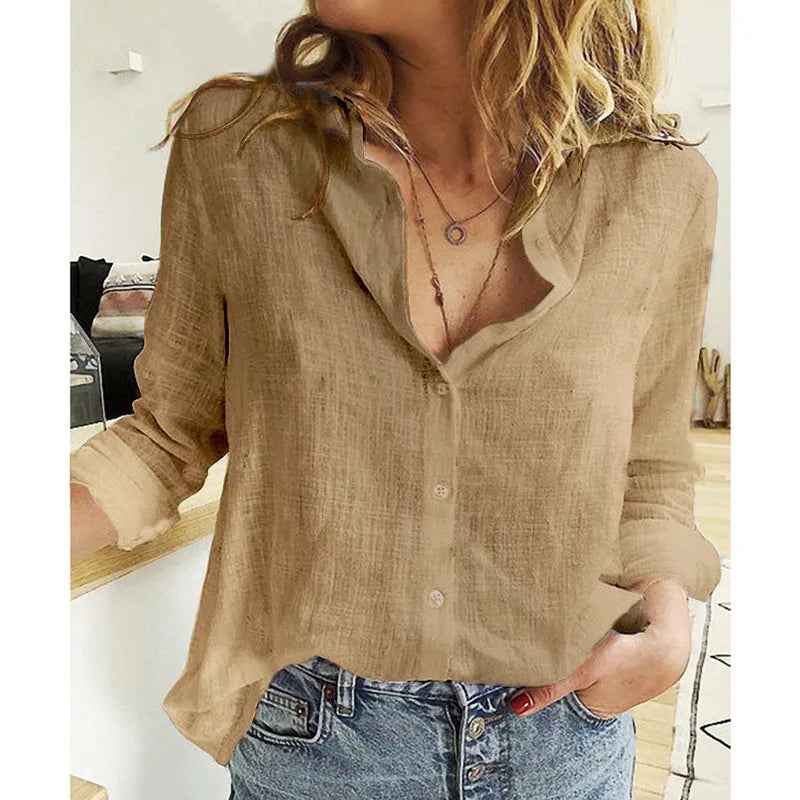 Camisa de linho Manga Longa Vintage