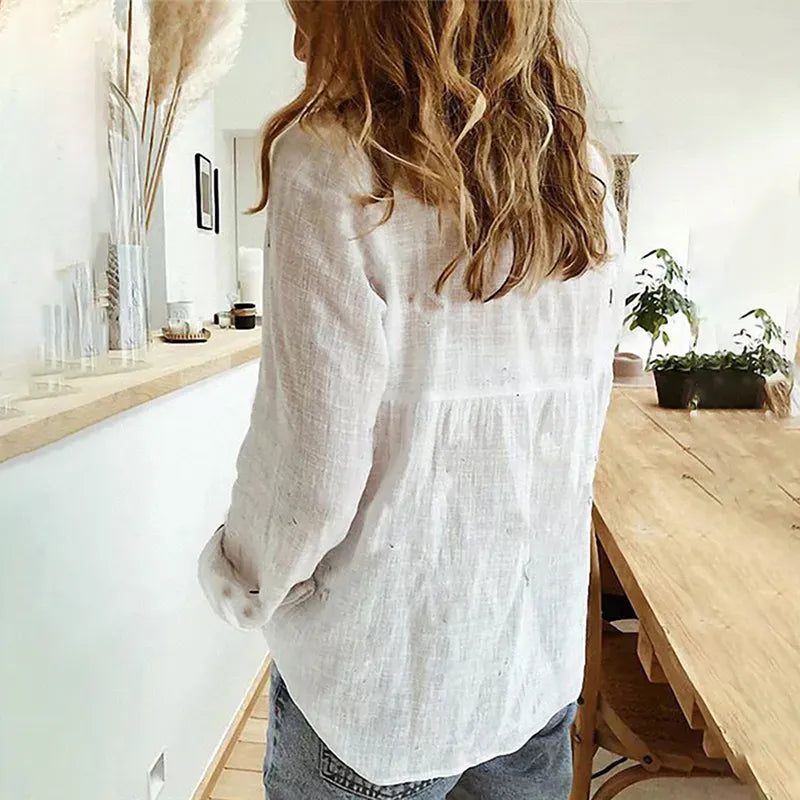 Camisa de linho Manga Longa Vintage