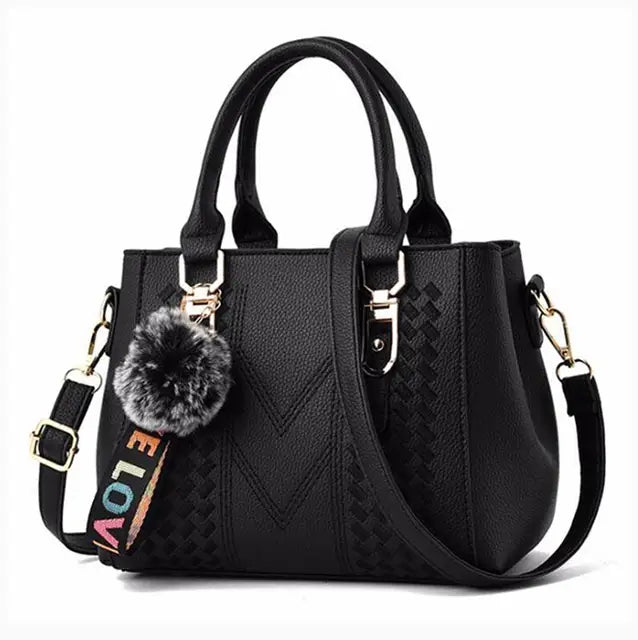 Bolsa de Couro Pompom Feminina