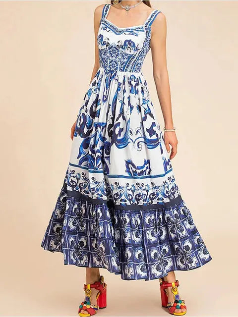 Vestido Longo de Verão Estampado Laila